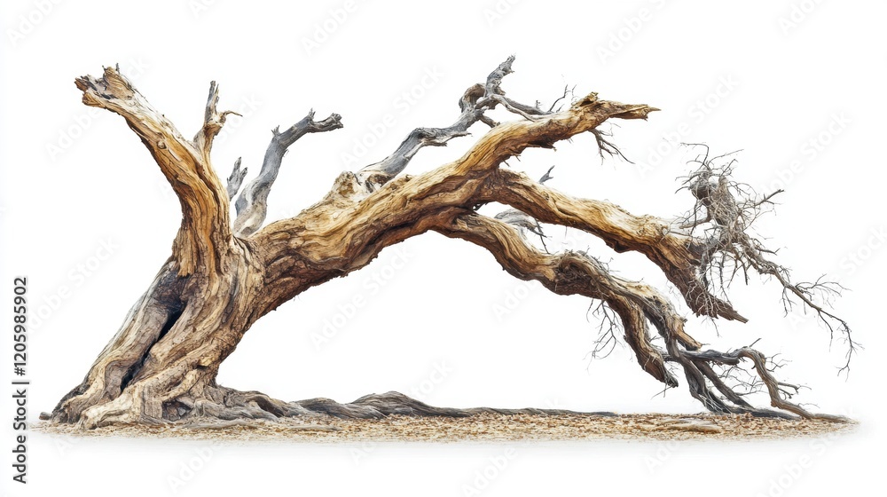 Weathered Ancient Tree with Gnarled Branches and Textured Bark