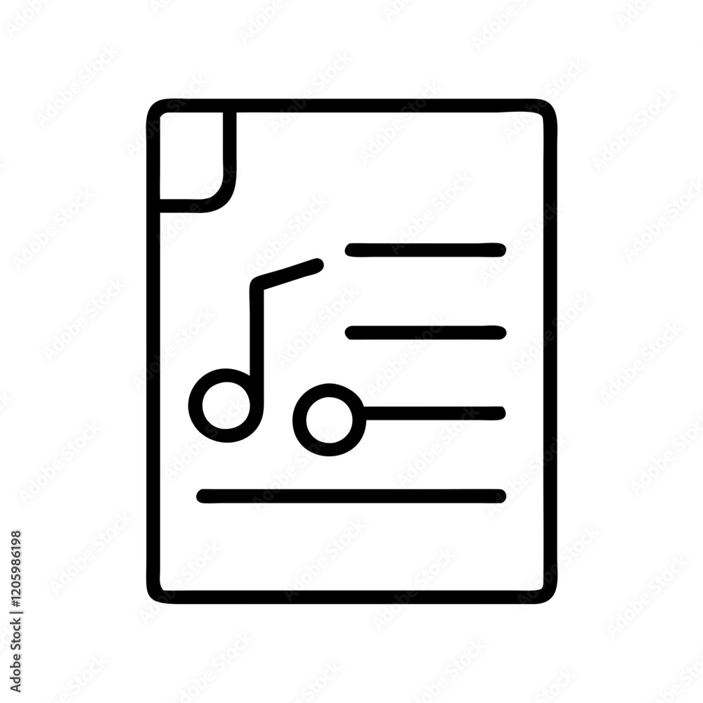 music sheet icon, music sheet line art - simple line art of music sheet, perfect for music sheet logos and icons music sheet icon, music sheet line art - simple line art of music sheet, perfect for music sheet logos and icons
