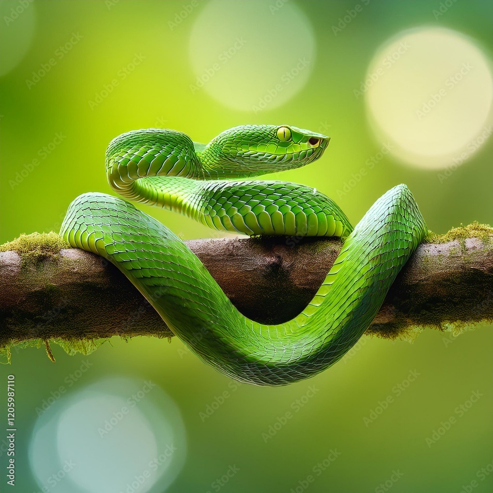Obraz premium green snake in the grass