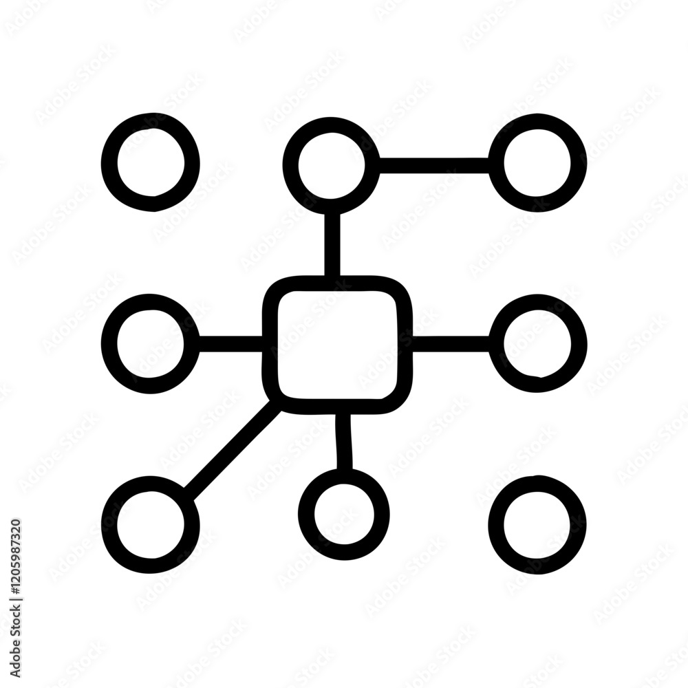 network node icon, network node line art - simple line art of network node, perfect for network node logos and icons
