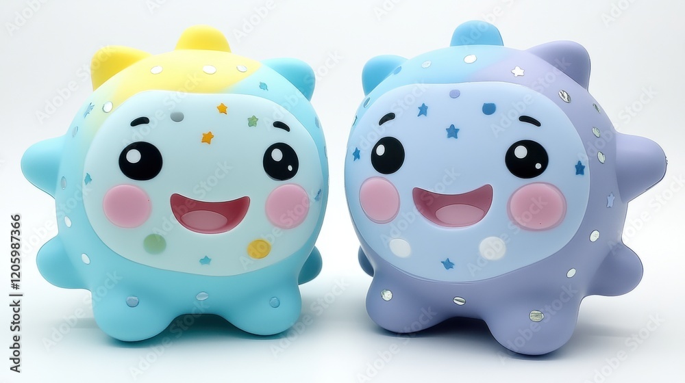 Colorful Cartoon Characters with Smiling Faces and Round Shapes Colorful Cartoon Characters with Smiling Faces and Round Shapes