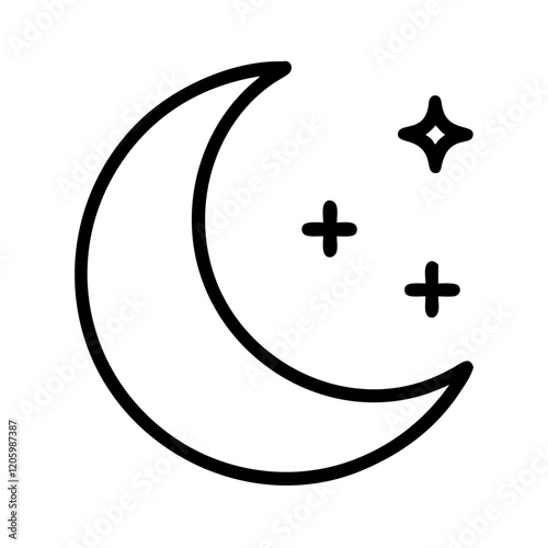 new moon icon, new moon line art - simple line art of new moon, perfect for new moon logos and icons