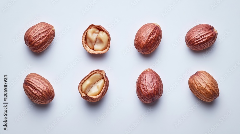 Fresh Hazelnuts on Light Surface for Culinary or Natural Use