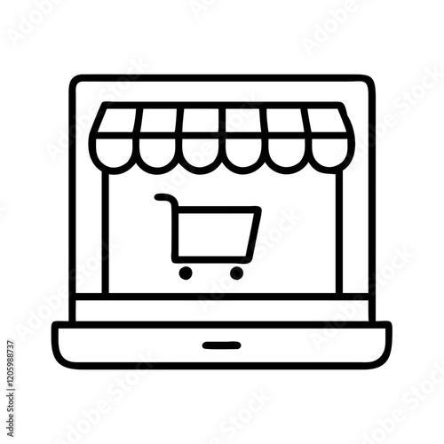 online store icon, online store line art - simple line art of online store, perfect for online store logos and icons