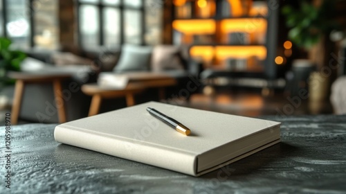Stylish notebook and pen setup.