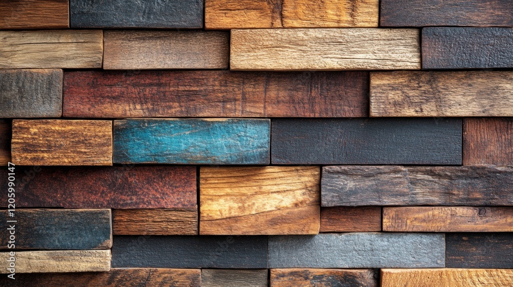 Textured Wooden Planks Arranged in an Artistic Pattern for Design