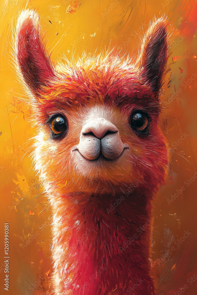 Fototapeta premium A Portrait of a Happy Red Alpaca