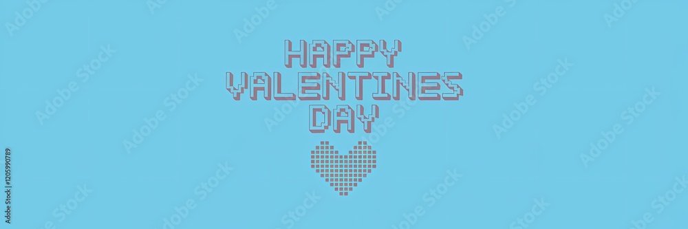 Fototapeta premium A creative minimalist Valentines Day poster design with a pixel theme. The text 