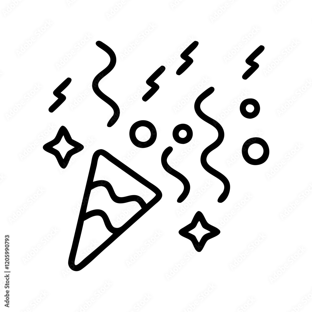 party confetti icon, party confetti line art - simple line art of party confetti, perfect for party confetti logos and icons party confetti icon, party confetti line art - simple line art of party confetti, perfect for party confetti logos and icons