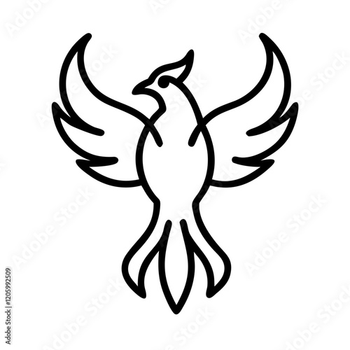 phoenix icon, phoenix line art - simple line art of phoenix, perfect for phoenix logos and icons