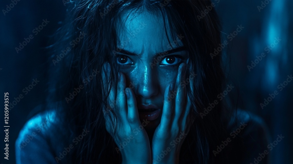 A woman in distress with her face covered, symbolizing the struggles of abuse, fear, and trauma. Ideal for awareness campaigns, human rights, and advocacy content.