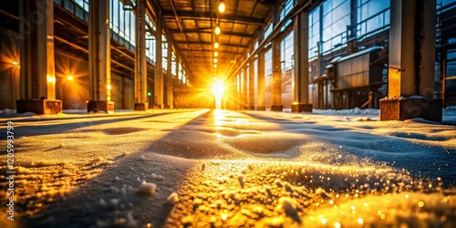 Wallpaper Mural Golden Hour Sunlight on Snowy Industrial Factory Floor - Candid Stock Photo Torontodigital.ca