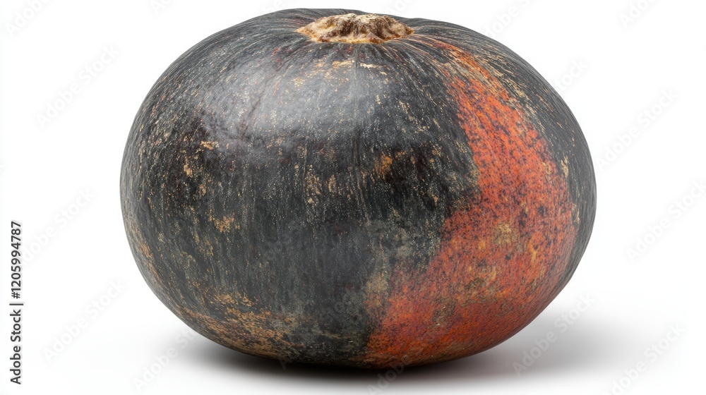 Fototapeta premium Unique Round Vegetable with Dark Skin and Bright Orange Patch