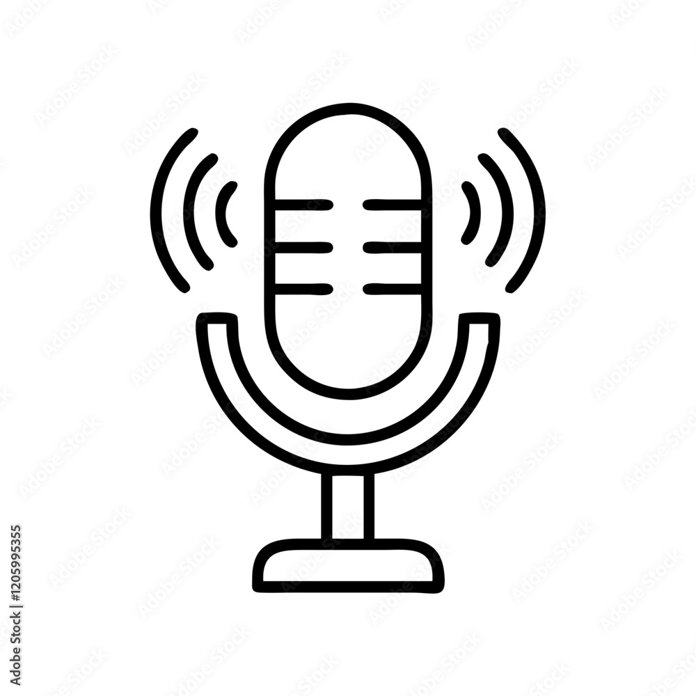 podcast mic icon, podcast mic line art - simple line art of podcast mic, perfect for podcast mic logos and icons