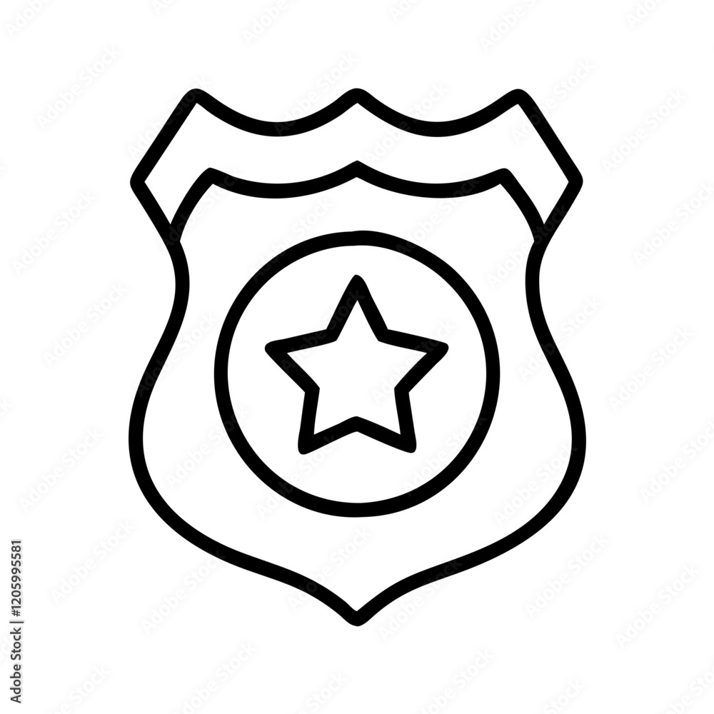 police badge icon, police badge line art - simple line art of police badge, perfect for police badge logos and icons police badge icon, police badge line art - simple line art of police badge, perfect for police badge logos and icons