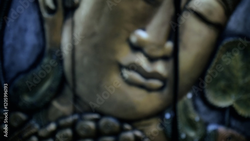 Obraz na płótnie Blurred buddha face expressing serenity and peace w salonie