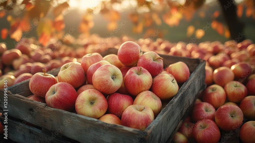 Fresh apples in a rustic crate. Fresh apples in a rustic crate.