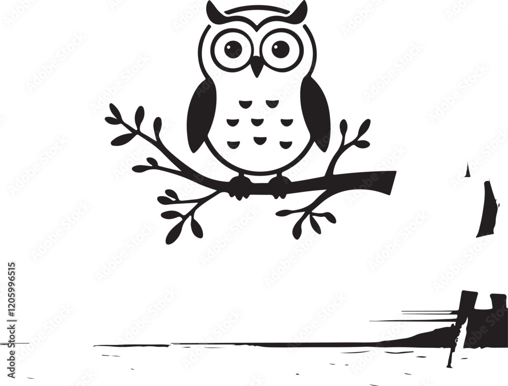 Fototapeta premium owl silhouette, owl vector image.