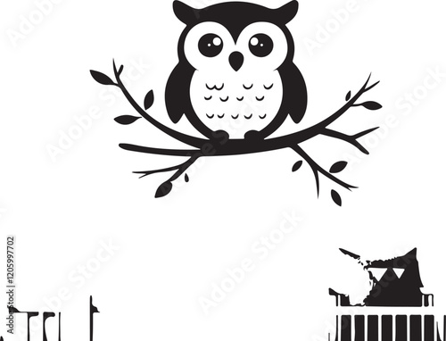 owl silhouette, owl vector image.