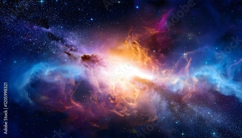 ancient gas nebula many stars galaxy far away out space 