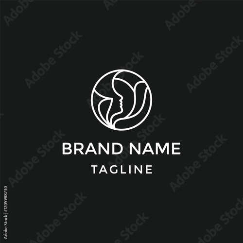 Nature Beauty Logo Design. Woman Face and Leaf Combination with Lineart Outline Style. Spa Logo Icon Symbol Vector Illustration.