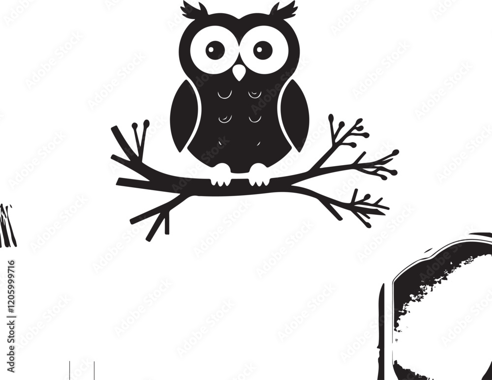 Fototapeta premium owl silhouette, owl vector image.