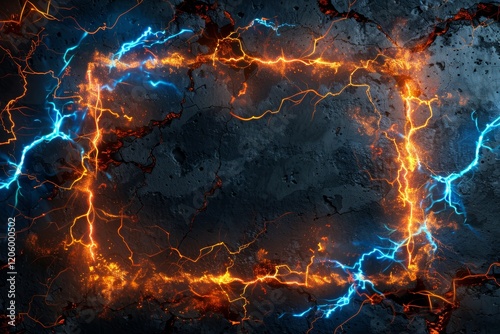 Background with electrical discharges, Frame of lightning. photo