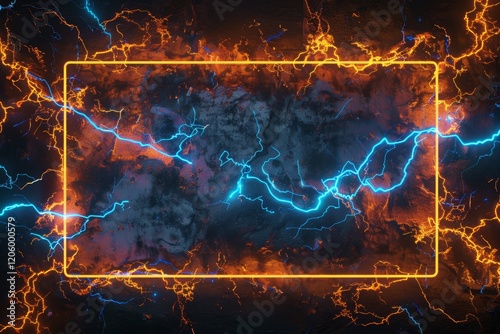 Background with electrical discharges, Frame of lightning.