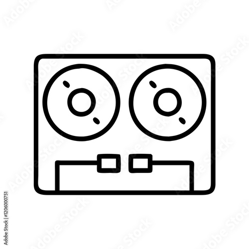 reel to reel tape icon, reel to reel tape line art - simple line art of reel to reel tape, perfect for reel to reel tape logos and icons
