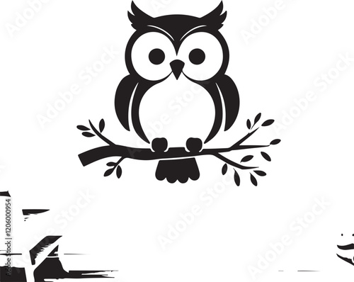 owl silhouette, owl vector image.