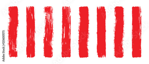 Red Straight Black Brush Strokes Set on Black Background. Vector grunge paint brush strokes collection. Black paint spots vector for design.