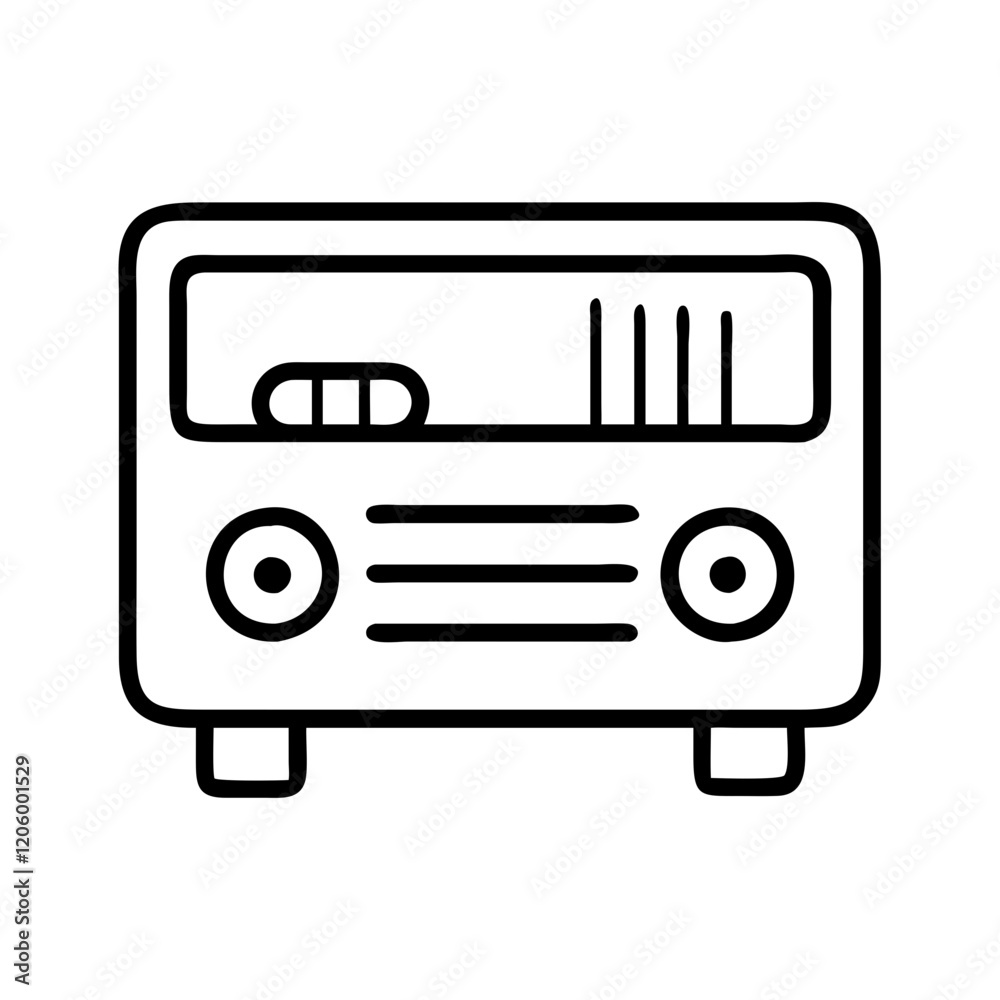 Fototapeta premium retro car radio icon, retro car radio line art - simple line art of retro car radio, perfect for retro car radio logos and icons