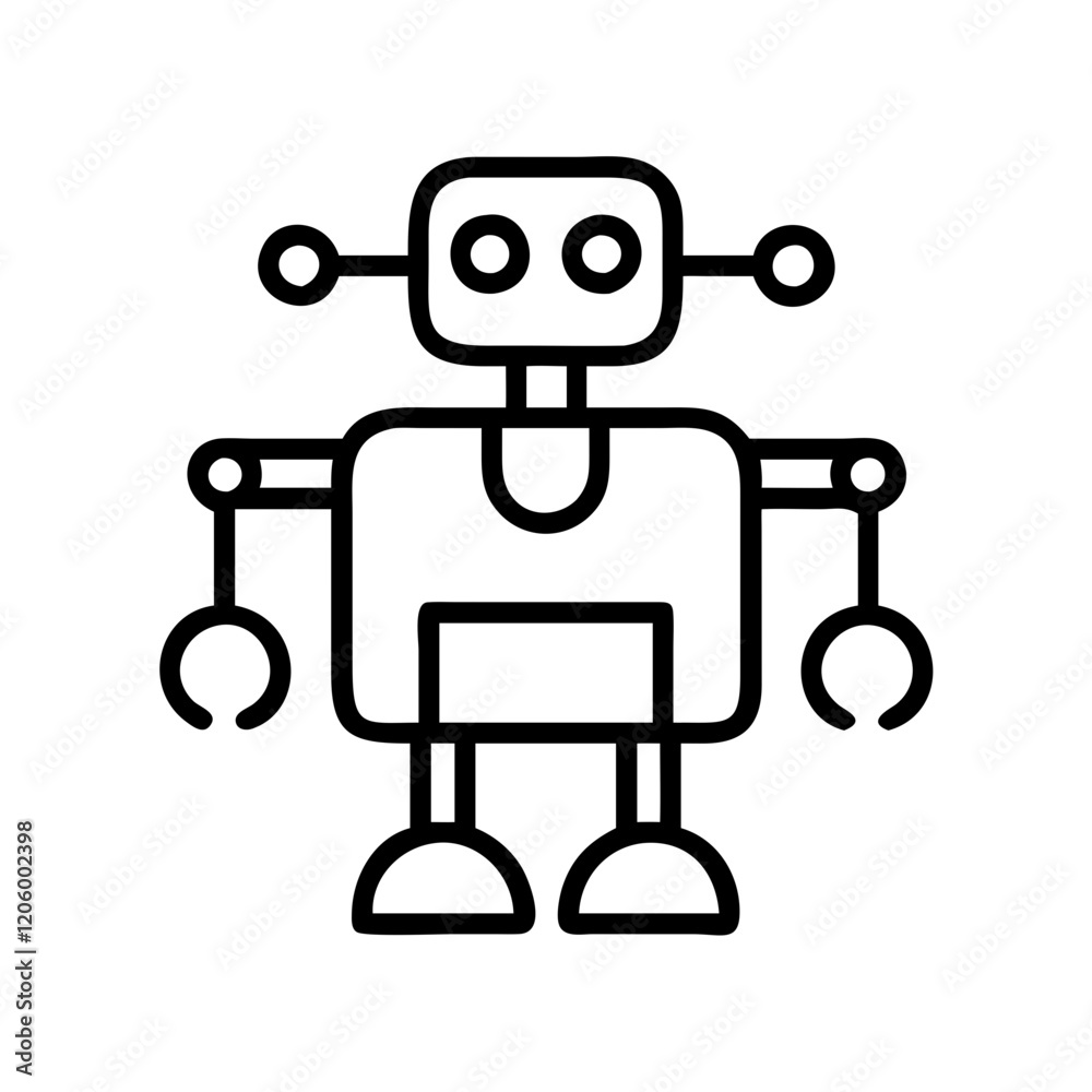 robot icon, robot line art - simple line art of robot, perfect for robot logos and icons robot icon, robot line art - simple line art of robot, perfect for robot logos and icons