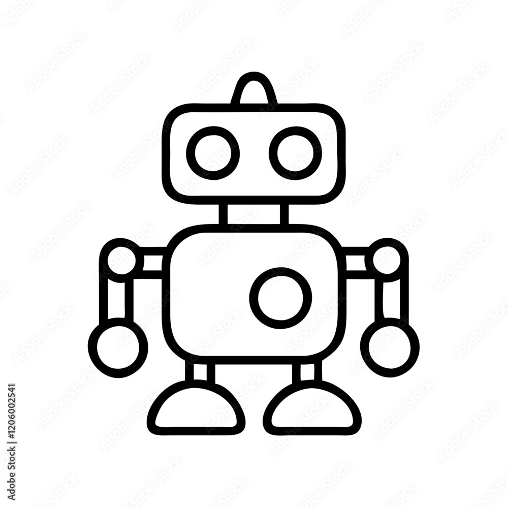 robot toy icon, robot toy line art - simple line art of robot toy, perfect for robot toy logos and icons robot toy icon, robot toy line art - simple line art of robot toy, perfect for robot toy logos and icons