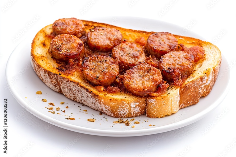 Sausage toast isolated on white background Sausage toast isolated on white background