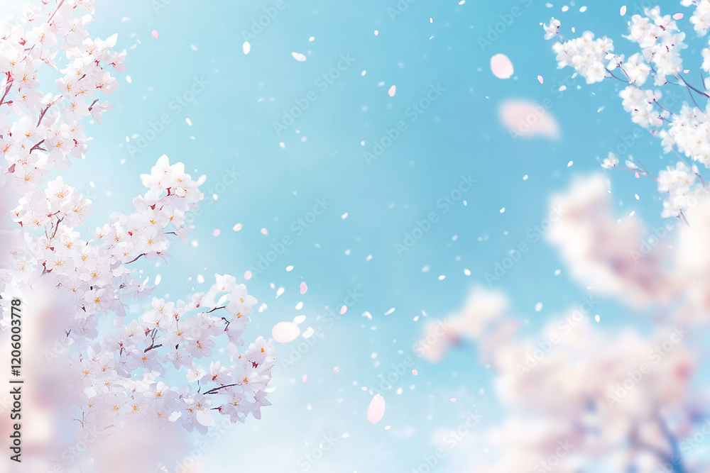 custom made wallpaper toronto digital青空のふわふわの桜の背景　Generative AI