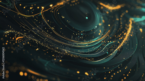 Abstract black background with Colorful circle lines. Digital future technology . Abstract business connection of lines from nodes innovation of communication in the network.