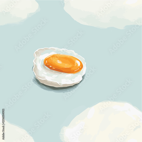 Illustration seamless pattern of eggs yolk on a soft pastel blue background