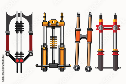Fork Front Suspension vector illustration isolated on white background.