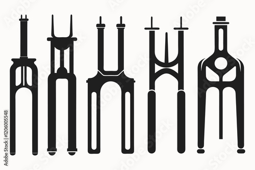 Fork Front Suspension silhouette vector illustration isolated on white background.