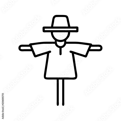 scarecrow icon, scarecrow line art - simple line art of scarecrow, perfect for scarecrow logos and icons