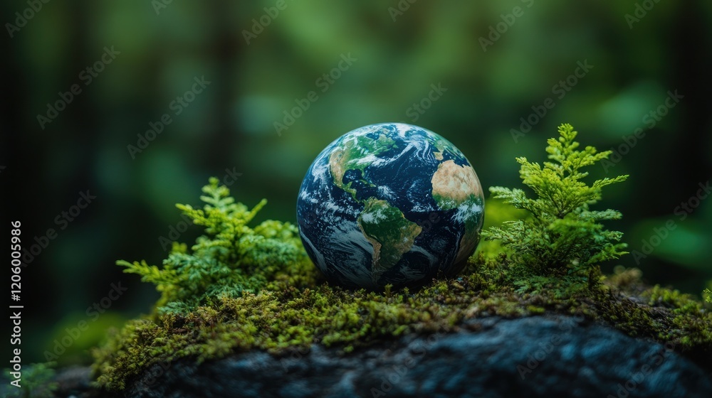 Earth model, forest, moss, growth, conservation Earth model, forest, moss, growth, conservation