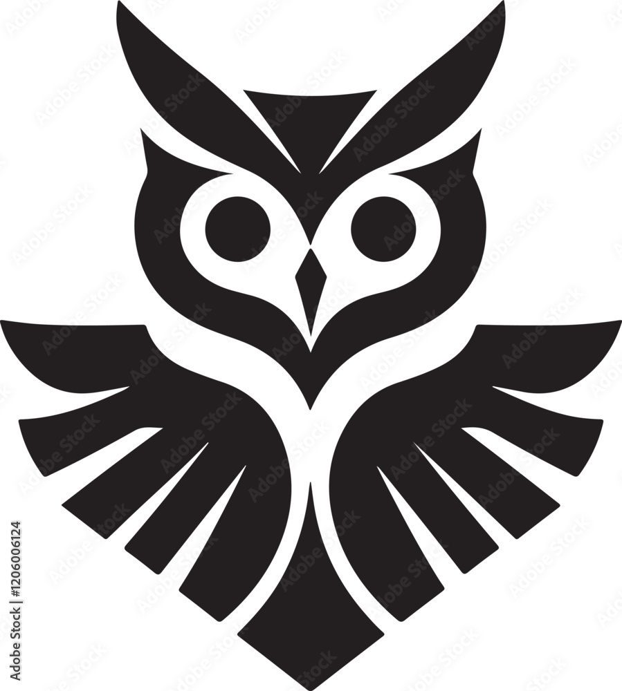 Fototapeta premium owl silhouette, owl vector image.