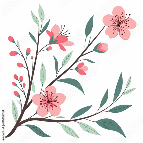 A set of watercolor floral elements including a wreath, corner arrangement, branch, and dividers 