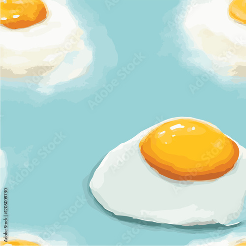 Illustration seamless pattern of eggs yolk on a soft pastel blue background