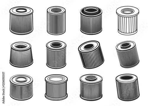 Air filter silhouette vector illustration isolated on white background.