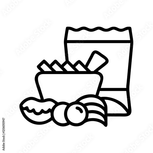 snacks icon, snacks line art - simple line art of snacks, perfect for snacks logos and icons