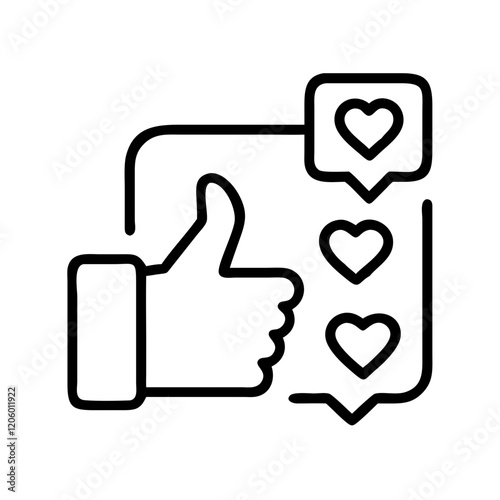social media likes icon, social media likes line art - simple line art of social media likes, perfect for social media likes logos and icons
