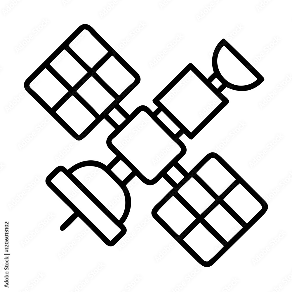 space station icon, space station line art - simple line art of space station, perfect for space station logos and icons space station icon, space station line art - simple line art of space station, perfect for space station logos and icons