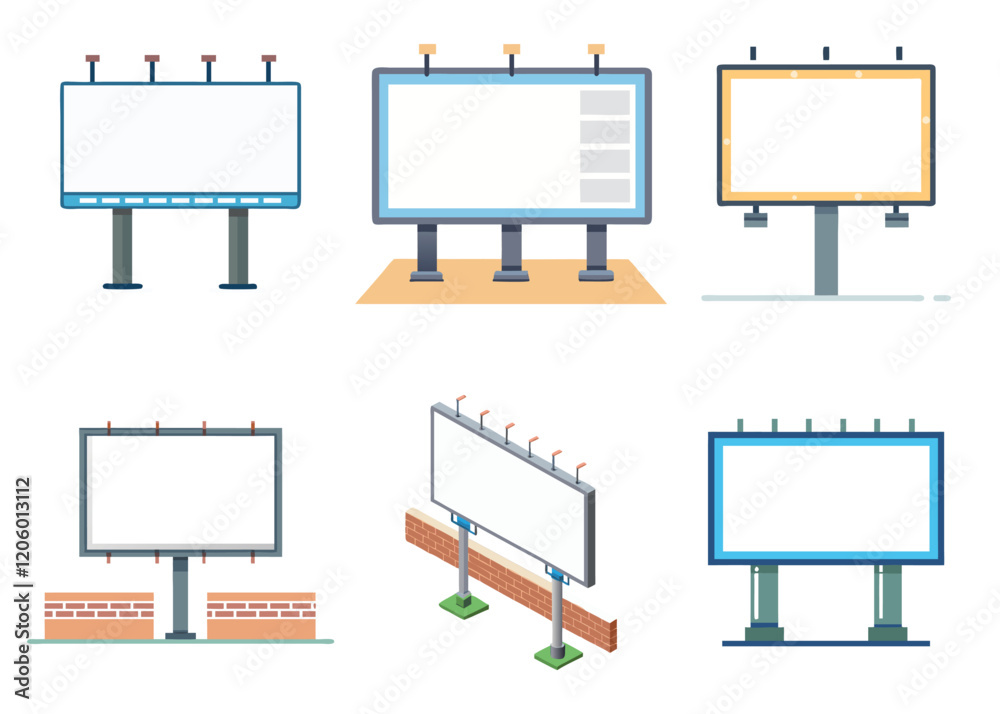 Obraz premium Billboard on street wall blank advertising banner mockup vector illustration isolated on white background.